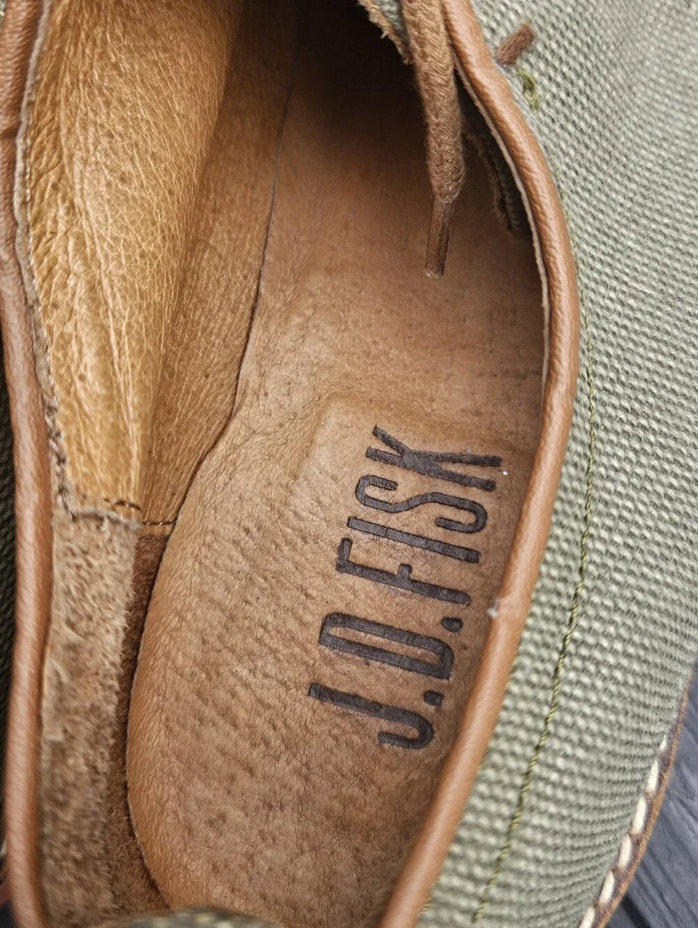 J.D. Fisk Volkan Canvas Oxfords Size 9 Olive